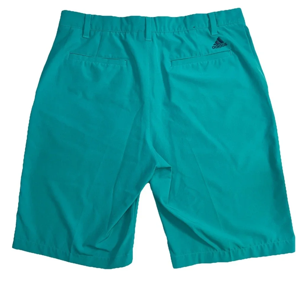 Adidas‎ Golf Mens Size 32 Spell Out Stretch Flat Front Golfing Chino Shorts Teal